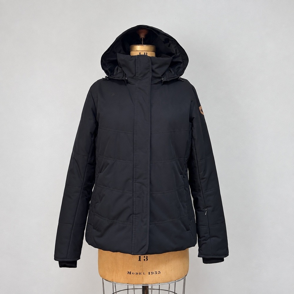 Obermeyer Ski Jacket Womens 12 Black Thermore Insulated Hooded Winter Coat
